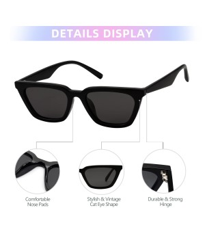 Women's Polarized Fashion Square Cat-Eye Small Frame Sunglasses