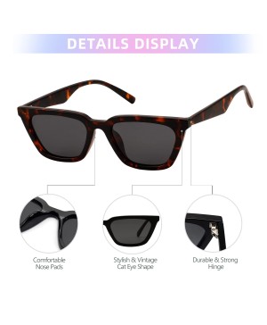 Women's Polarized Small Frame Square Protective Cat-Eye Sunglasses
